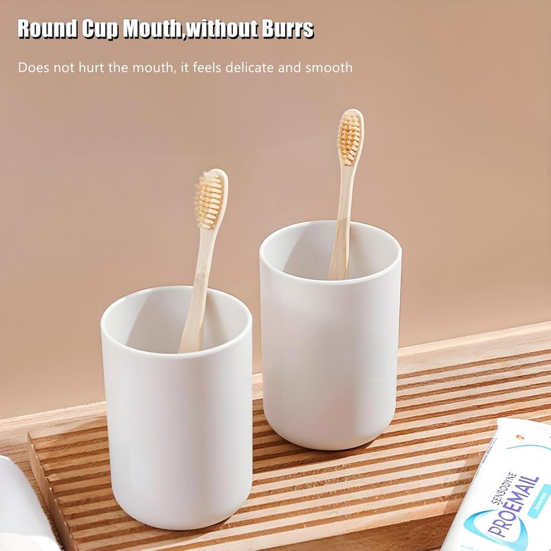 HUAMIAODI 2 Pieces Plastic Bathroom Tumbler Cup Toothbrush Holder Organizer Tumbler Cups for Bathroom Vanity,300ml(White & Grey) - Image 3